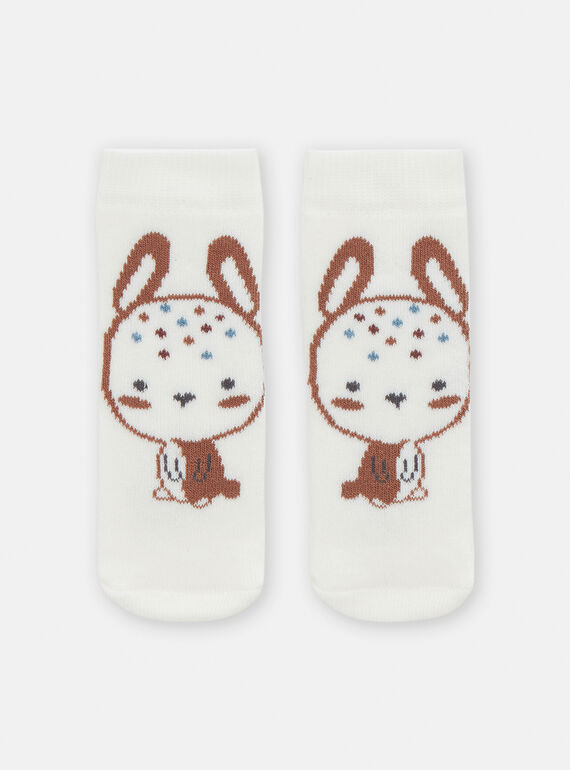 Ecru birth socks with rabbit animation VOU1CHO2 / 24WF42C1SOQ001