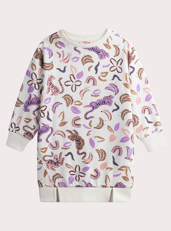 Pale pink printed fleece dress WALANROB2 / 25S90141ROB003