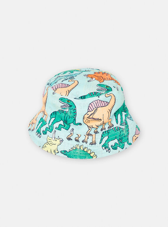 Boy's turquoise dinosaur-print bobble hat TYOJOBOB / 24SI02F3CHAC242