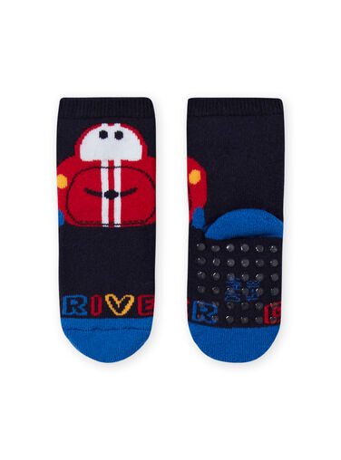 Baby boy navy blue socks with car design LYUHACHOB2 / 21SI10X2SOQ713