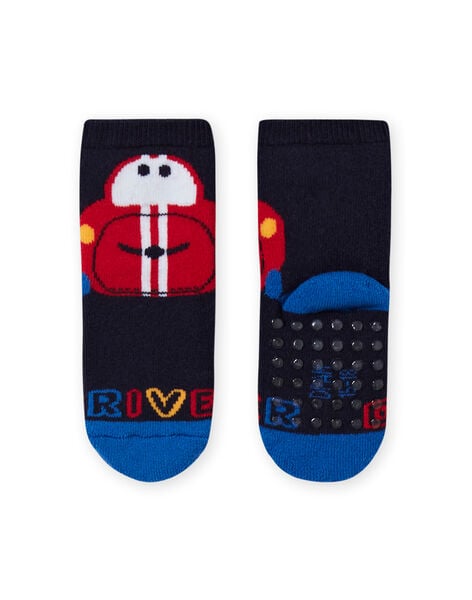 Baby boy navy blue socks with car design LYUHACHOB2 / 21SI10X2SOQ713