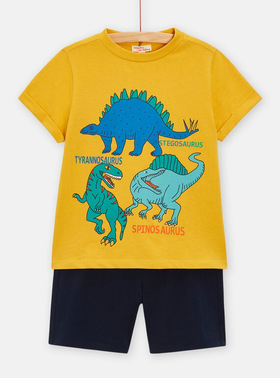 Yellow and dark blue set with dinosaur motifs for boys TOPLAENS3 / 24S902S1ENSB102