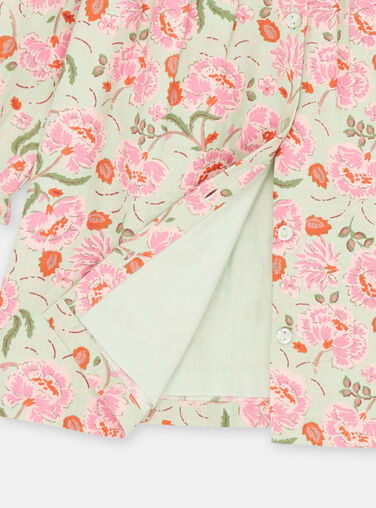 Baby girl green and pink twill dress with floral print Baby girl green and pink twill dress with floral print SIVERROB1 / 23WG09J1ROB631