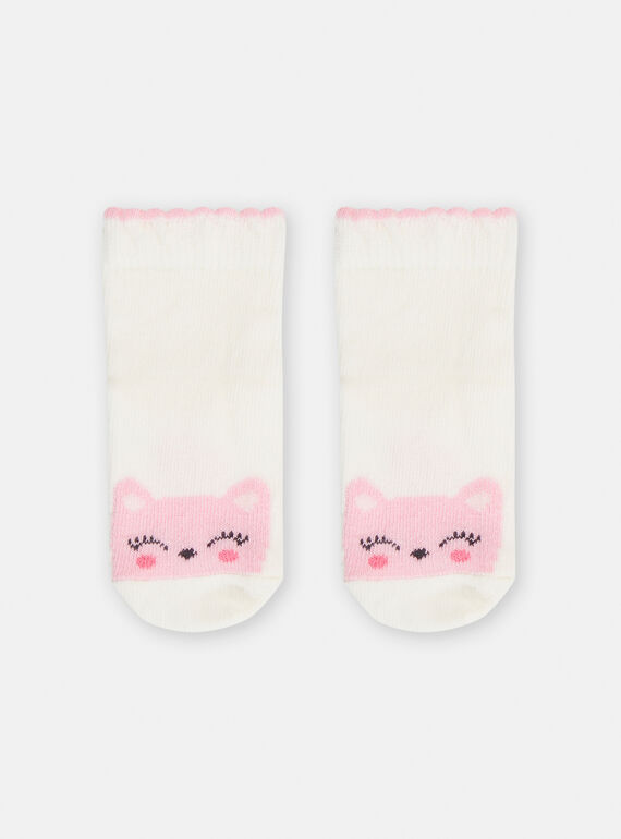 Ecru kitten socks for baby girls TYICLUSOQ / 24SI09C2SOQ001