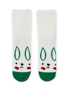 Baby boy's ecru rabbit socks MYUJOCHOB2 / 21WI1018SOQ001