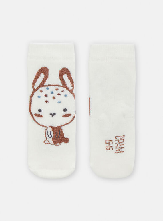 Ecru birth socks with rabbit animation VOU1CHO2 / 24WF42C1SOQ001