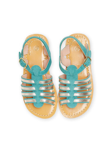 Turquoise spartan sandals child girl NASANDSEVERINE / 22KK3542D0E202