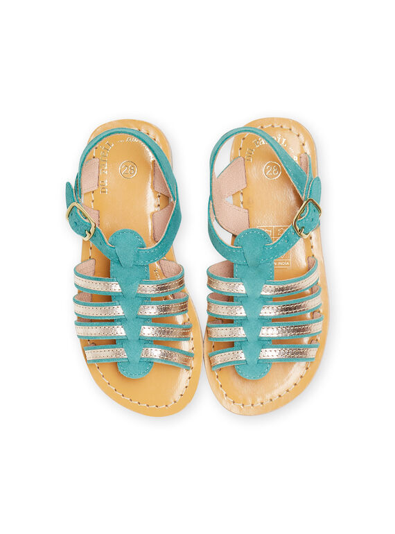 Turquoise spartan sandals child girl NASANDSEVERINE / 22KK3542D0E202