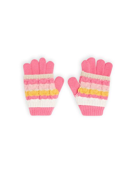 Pink gloves with fancy stripes child girl MYASAUGAN1 / 21WI0163GAN030