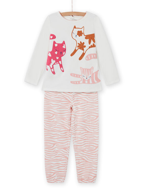 Girl's pyjama set with cat print T-shirt and pants MEFAPYJCAT / 21WH1184PYJ001