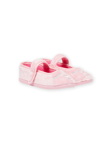 Light pink ballerinas in faux fur with cat design for baby girl MAPANTCATFUR / 21XK3522D07321