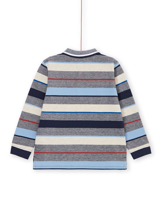 Mottled gray and red striped polo shirt - Child boy LOBLEPOL / 21S902J1POL705