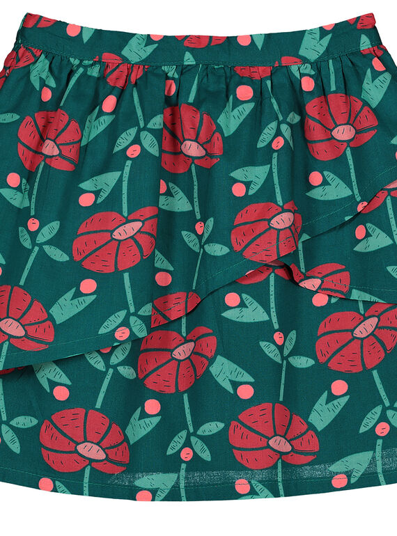 Girls' flowery asymmetric skirt GAVEJUPE / 19W90121JUPG627