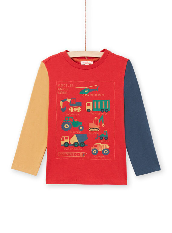 Boy's red and orange T-shirt MOCOTEE4 / 21W902L3TMLF521