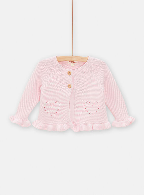 Baby girl petal pink knitted cardigan TIDECAR2 / 24SG09J2CAR309