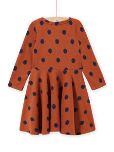 Knit dress caramel with polka dots child girl MACOMROB2 / 21W901L3ROB420