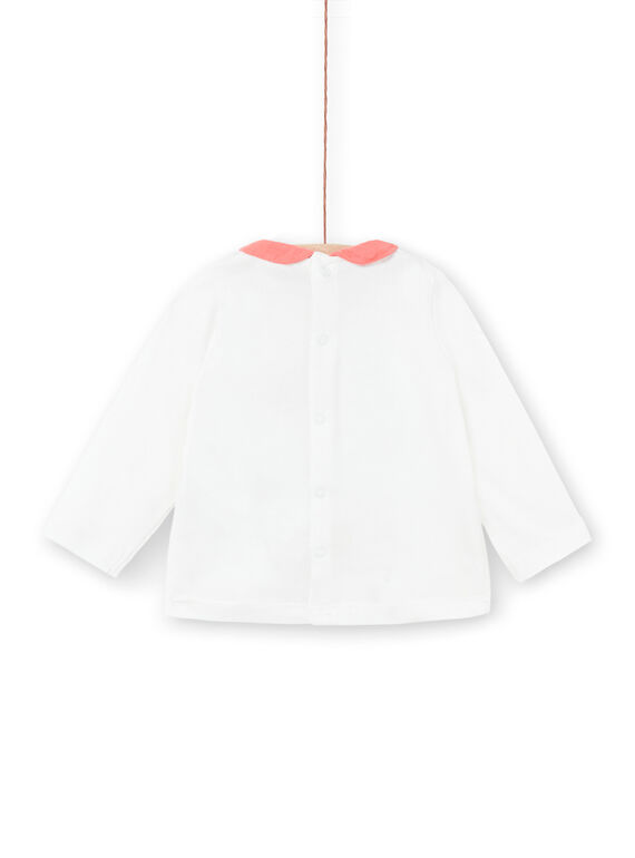 White long-sleeved T-shirt with contrasting collar LINAUBRA / 21SG09L1BRA001
