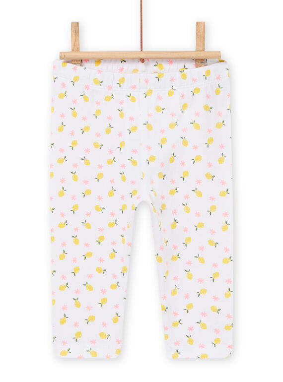 Baby girl's white legging with lemon and flower print NYIHOLEG / 22SI09T1CAL000
