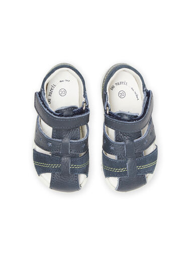 Navy blue leather sandals baby boy NUSANDILAN / 22KK3845D0E070