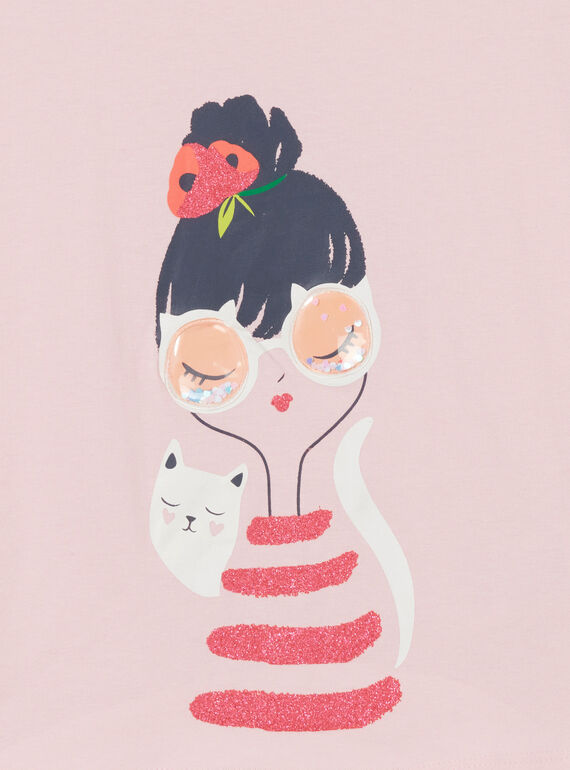 Pastel pink short sleeve T-shirt LAROUTIEX / 21S901K1TMCD326