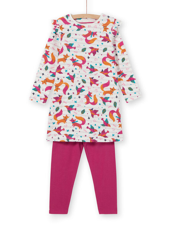 Children's nightgown fox print girl with fuchsia leggings LEFACHUBIC / 21SH1151CHN001