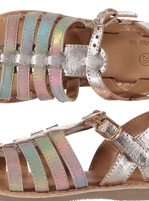 Girls' smart sandals in two fabrics FFSANDMILA / 19SK35D5D0E954