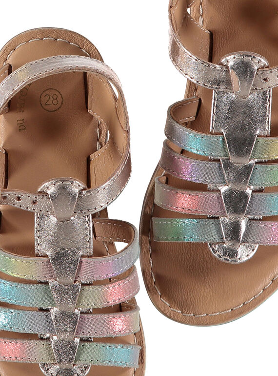 Girls' smart sandals in two fabrics FFSANDMILA / 19SK35D5D0E954