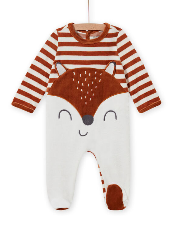 Striped velvet romper with fox pattern baby boy MEGAGRENAR / 21WH1494GRE001