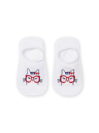 Child girl white cat print socks NYAJOSCHO4A / 22SI016CSOQ000