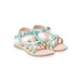 Green iridescent leather sandals with glitter straps, girl