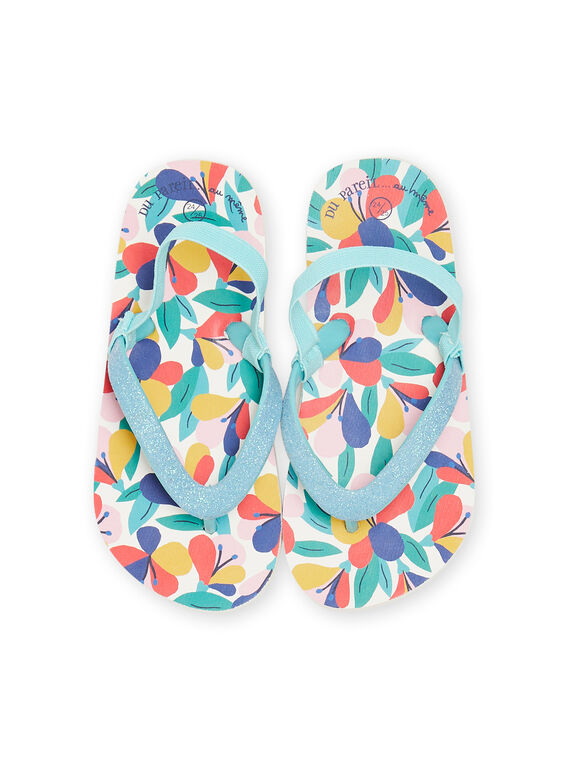Multicolored flip-flops child girl with floral print NATONGAOP / 22KK3581D01099
