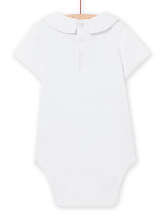 baby boy white bodysuit with zebra collar NUSOBOD / 22SG10Q1BOD000