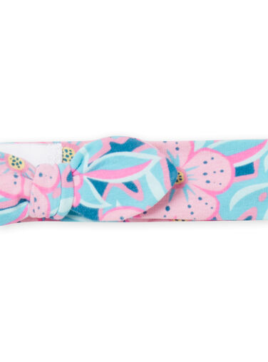 Blue and pink headband with baby girl flower print NYIFICBAN / 22SI09U1BAN215