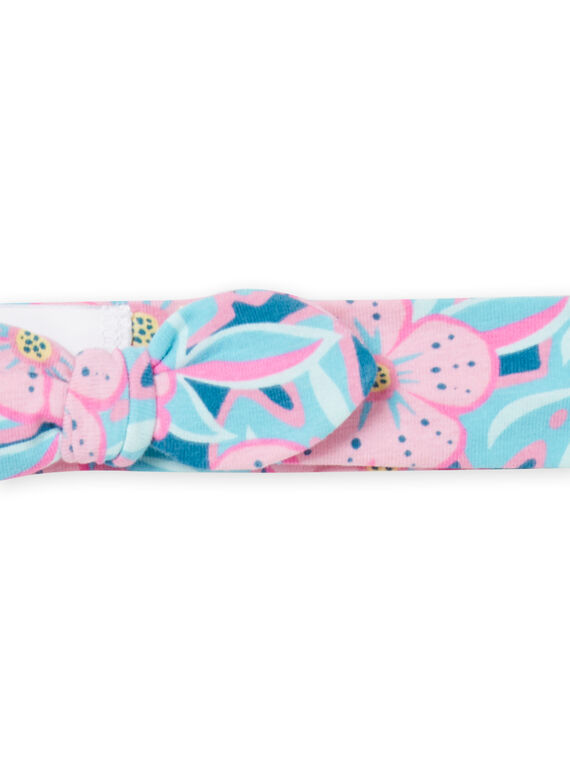 Blue and pink headband with baby girl flower print NYIFICBAN / 22SI09U1BAN215