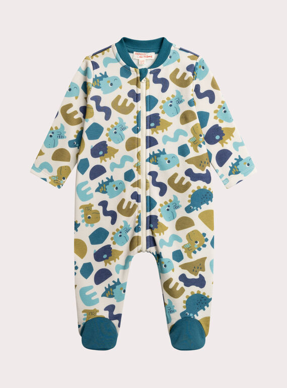 Printed fleece romper in filled fleece for baby boy  VEGAGRECOP / 24WH1494GRE811