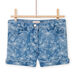 Child girl light denim shorts with leaf and shell print