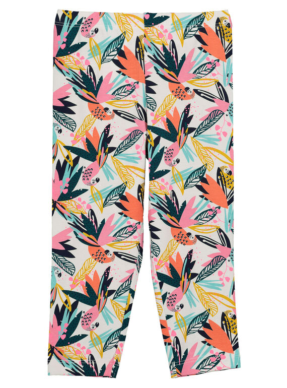 Girls' tropical print leggings FYACULEG / 19SI01N1CAL000
