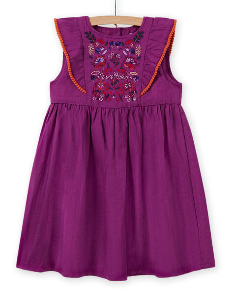 Girl's embroidered skater dress in violet MAPAROB2 / 21W901H2ROB712