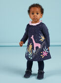 Baby girl navy blue velvet dress with embroidered savannahs