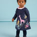 Baby girl navy blue velvet dress with embroidered savannahs