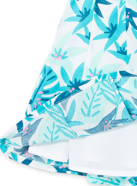 Baby girl's white and blue leaf print dress LAVEROB3 / 21S901Q1ROB001