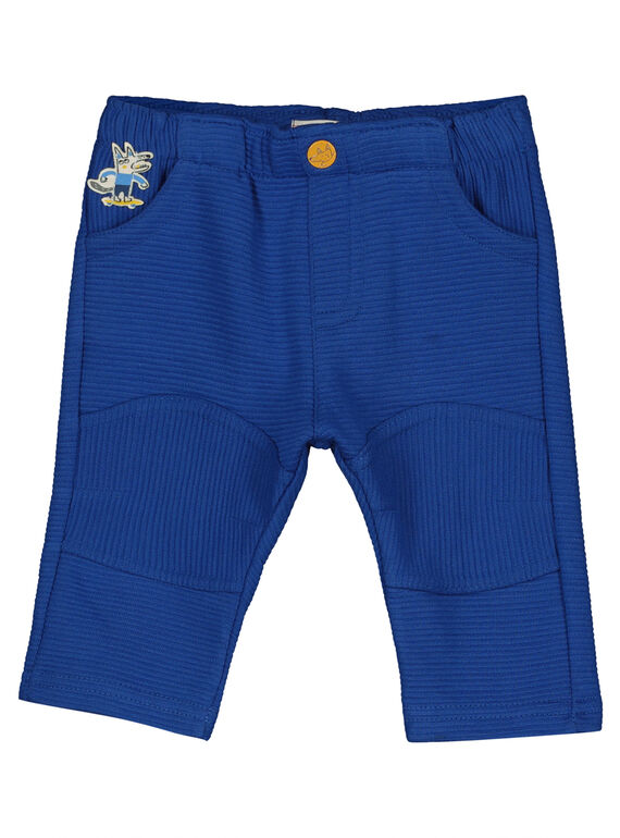 Baby boys' blue textured knit trousers GUBLEPAN / 19WG1091PAN702