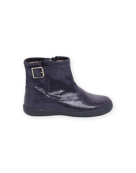 Navy blue leather booties child girl MABOOTMATERN / 21XK3551D0D070