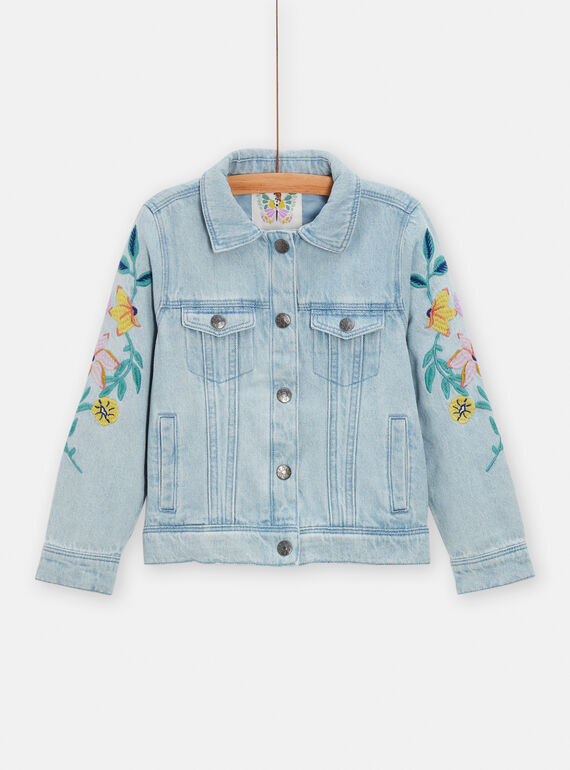 Girl's light denim jacket with floral embroidery TAPOVEST / 24S901P2VESP272