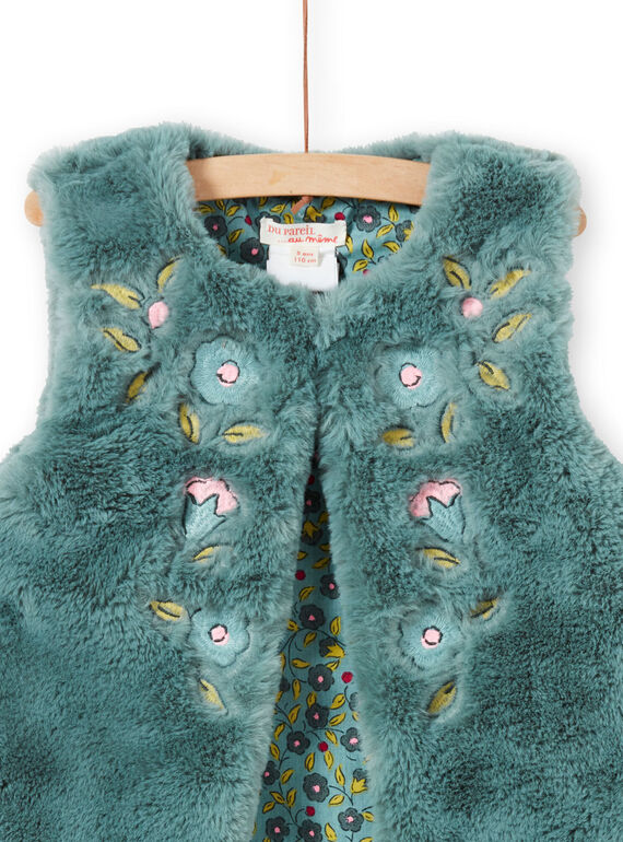 Reversible faux fur vest khaki child girl MAKACAR2 / 21W901I2CAR612