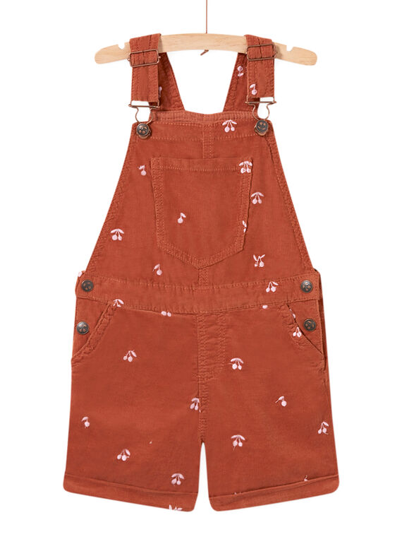 Child girl's short velvet dungarees with cherry print MACOMSAC / 21W901L1SAC420