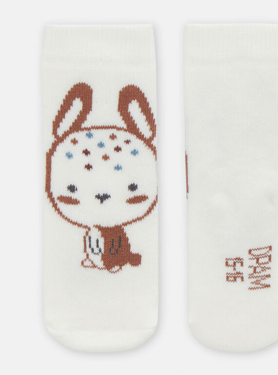 Ecru birth socks with rabbit animation VOU1CHO2 / 24WF42C1SOQ001