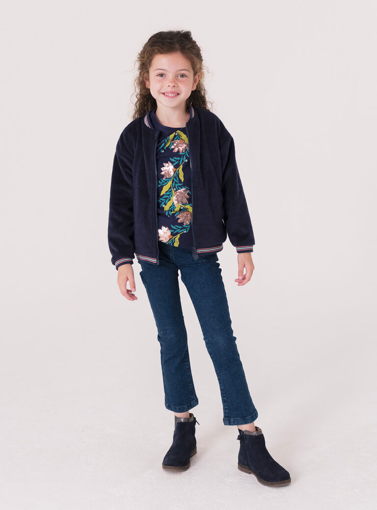 CardigaN reversible in soft boa and flowery for girls  VAKLICAR2 / 24W90141CAR070