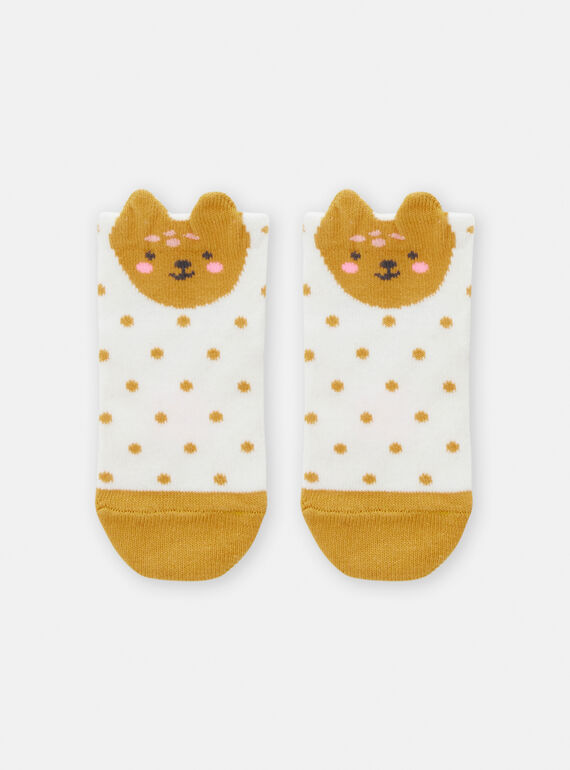 Ecru and mustard polka dot socks for baby girl TYIJOSOQ6 / 24SI0983SOQ001