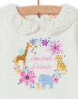 Baby girl's ecru veil collar t-shirt with fancy flower pattern MIPLABRA / 21WG09O1BRA001